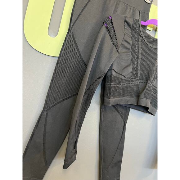 Nova Sport Black Fitted Leggings Long Sleeve Top Athletic Workout Set S/M - Picture 6 of 7